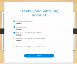 Rules for creating a Samsung account